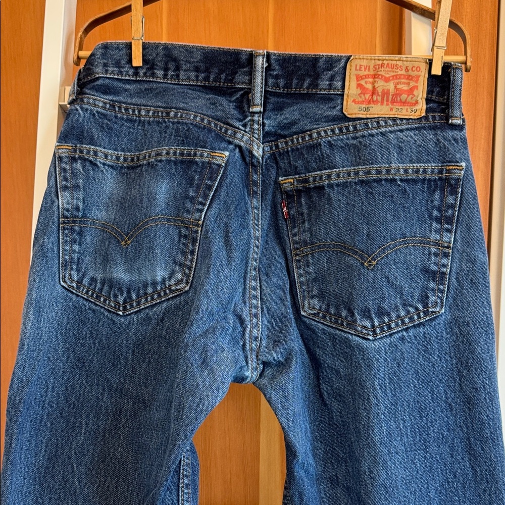 Levi's 505 Zip Fly Beautifully Broken In - Blue Straight Leg Jeans